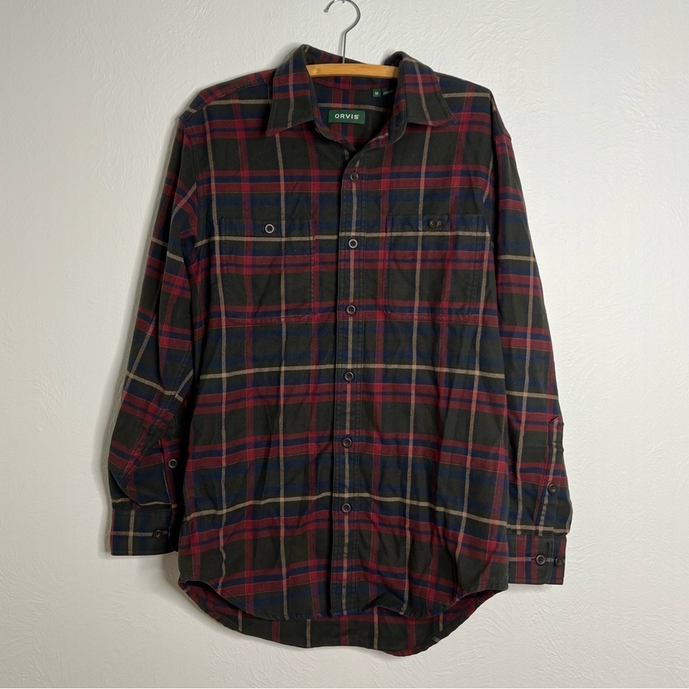 Orvis Men's 100% Cotton Plaid Long Sleeve Button-Down Shirt Size M
